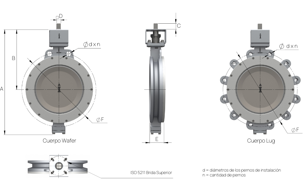 Tabela Demensional - Válvulas Borboleta Concêntricas Espanhol