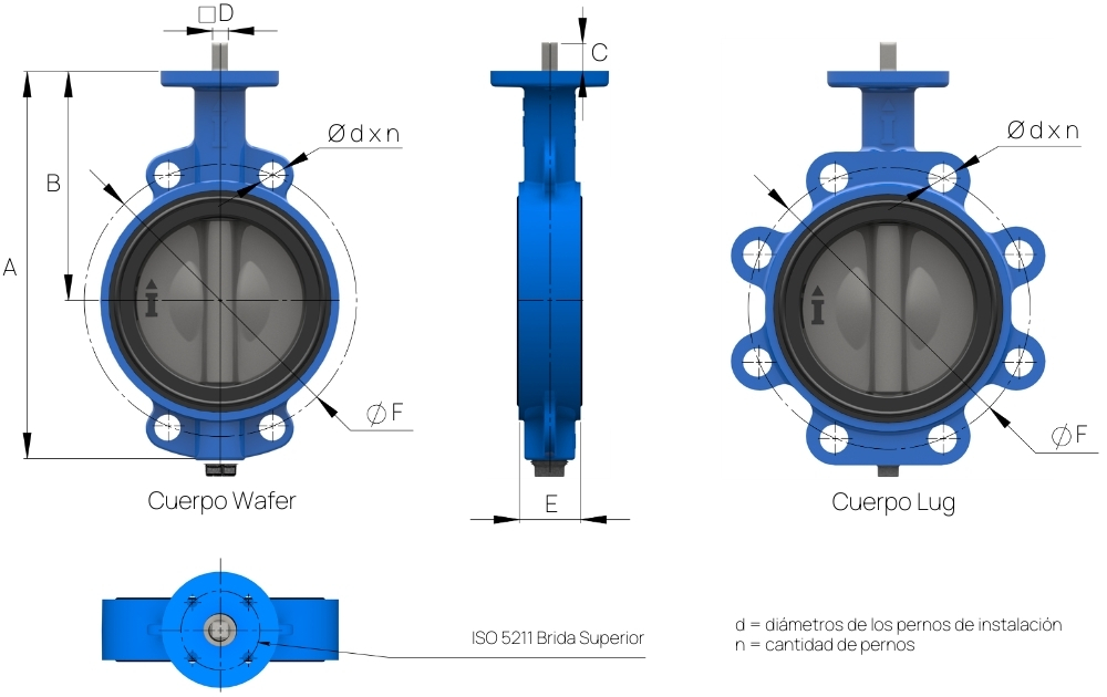Tabela Demensional - Válvulas Borboleta Concêntricas Espanhol