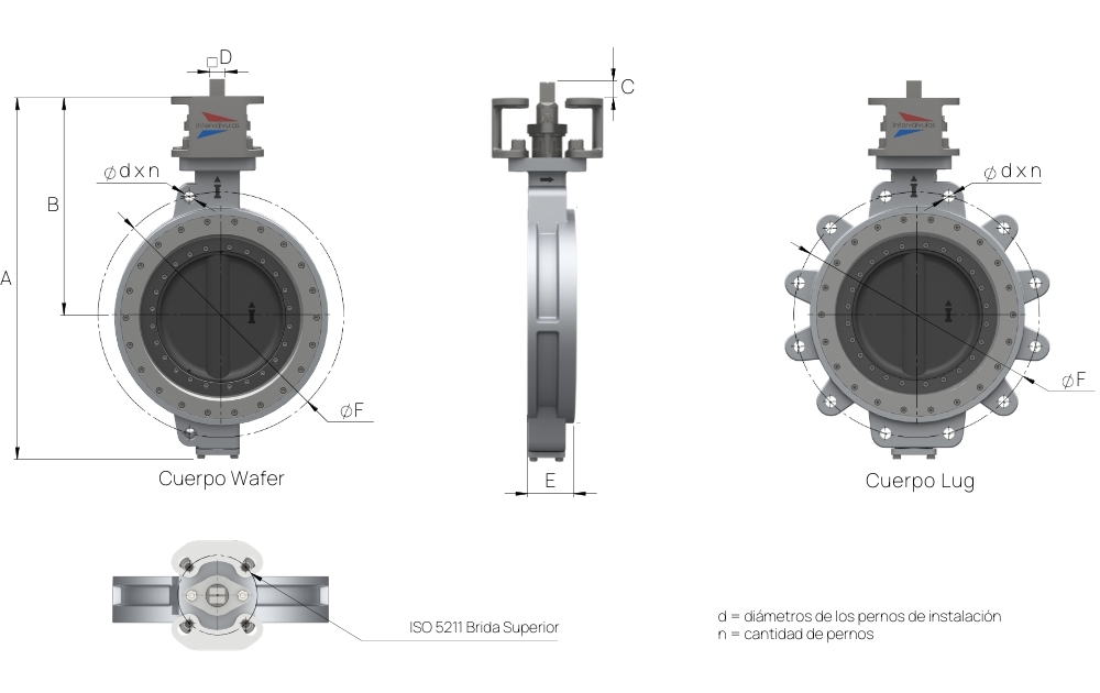 Tabela Demensional - Válvulas Borboleta Tri Excêntricas Espanhol